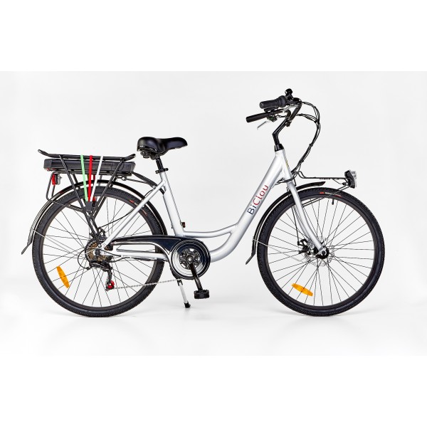 BiClou Porteur 26'' - Taille M - Vélo électrique de ville - Gris