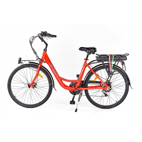 BiClou Porteur 26'' - Taille M - Vélo électrique de ville - Rouge BiClou Porteur 26'' - Taille M - Vélo électrique de ville - Rouge