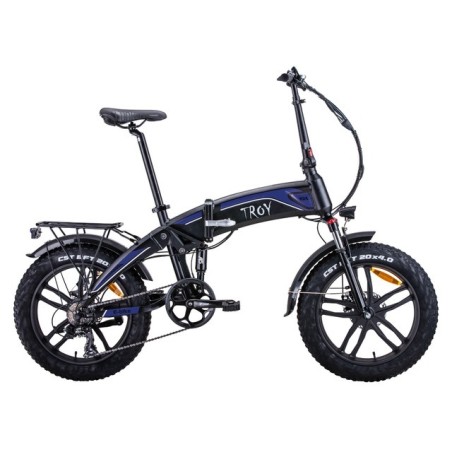 Vélo électrique FatBike Troy All- road, disponible chez AC-Emotion. Coloris Noir & bleu