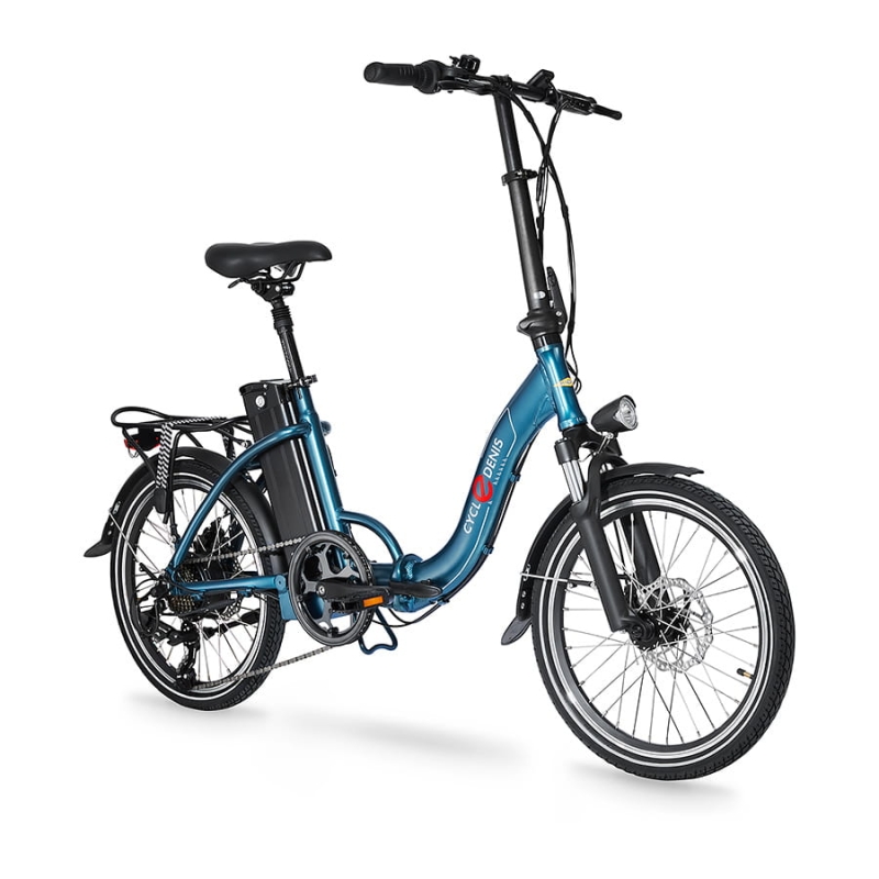 CycleDenis Fold D - Bleu satiné - Vélo électrique à pliage rapide