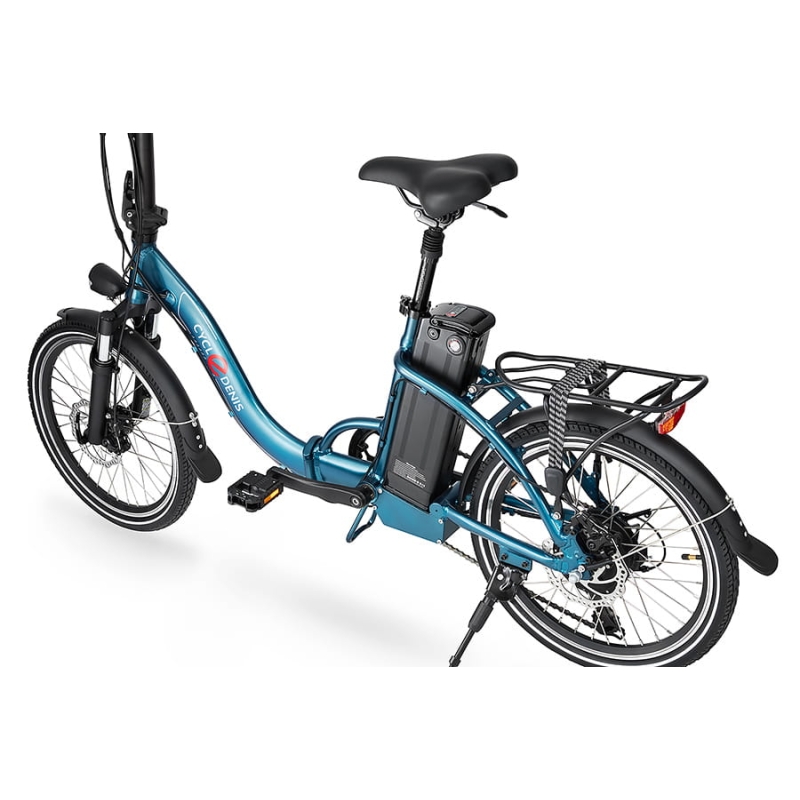 CycleDenis Fold D - Bleu satiné - Vélo électrique à pliage rapide